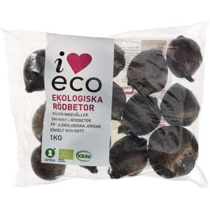 ICA I love eco Rödbetor Ekologiska 1kg KRAV Klass 1